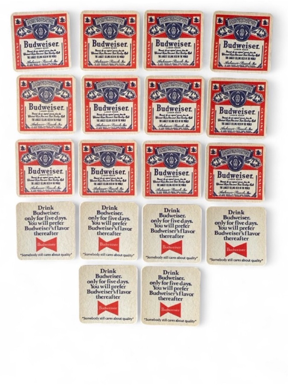 Vintage Budweiser Beer Coasters Set of 18 | Classic Breweriana Advertising | NOS